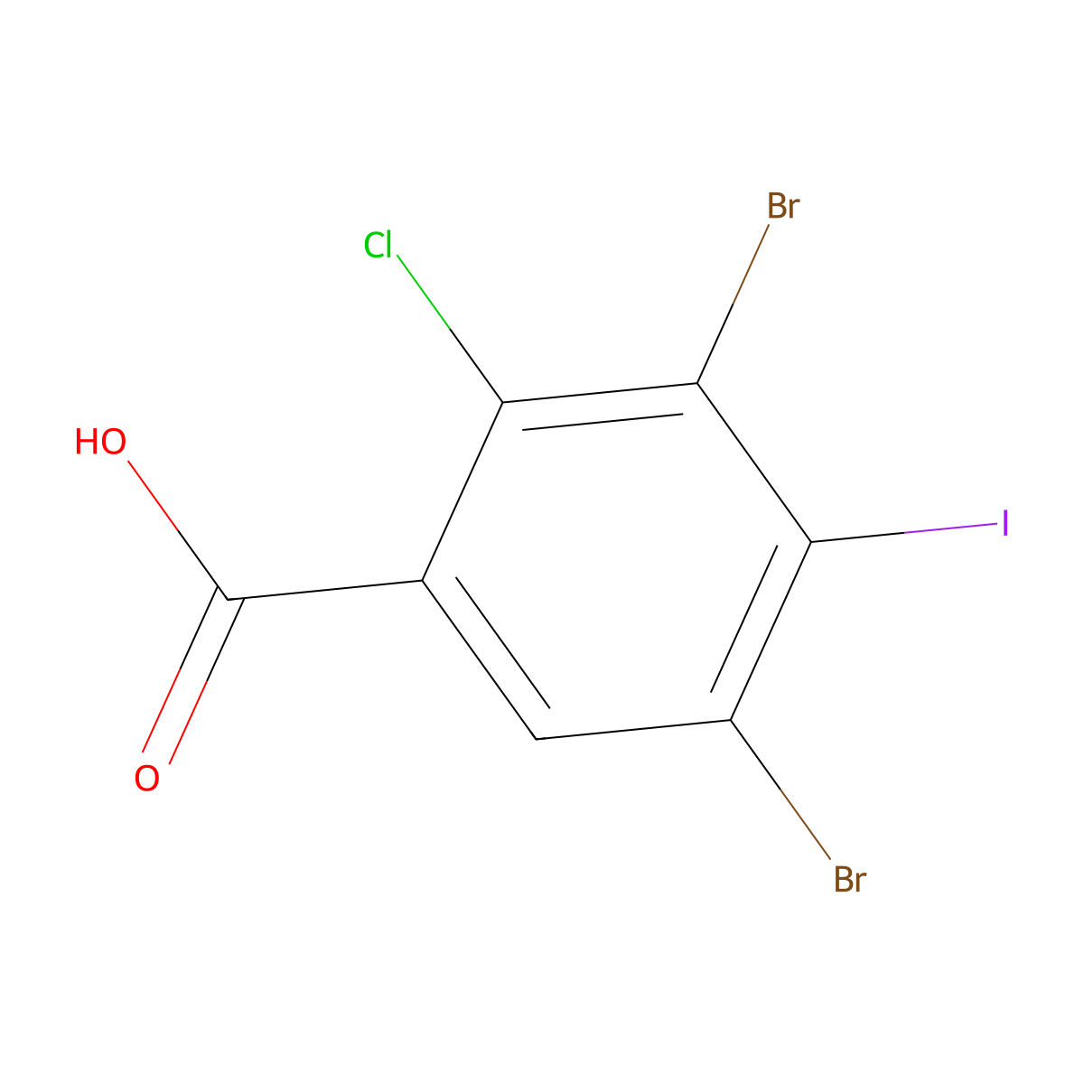 3,5-Dibromo-2-chloro-4-iodobenzoic acid molecular structure, CAS 2807464-33-9