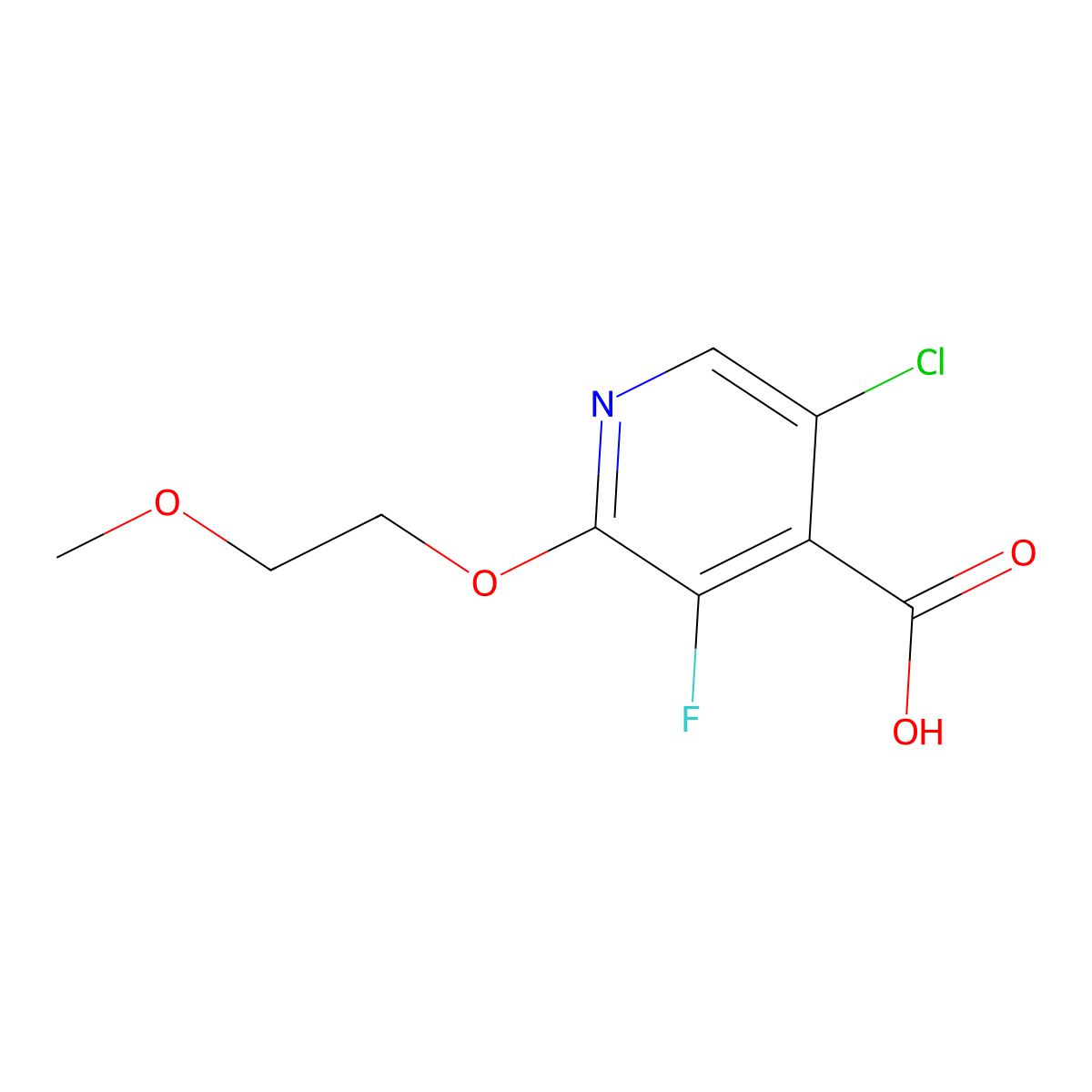 5-Chloro-3-fluoro-2-(2-methoxyethoxy)isonicotinic acid molecular structure, CAS 2807464-34-0