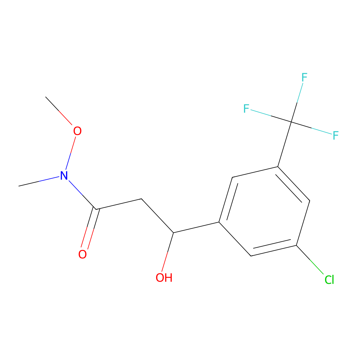 3-(3-Chloro-5-(trifluoromethyl)phenyl)-3-hydroxy-N-methoxy-N-methylpropanamide molecular structure, CAS 2807464-55-5