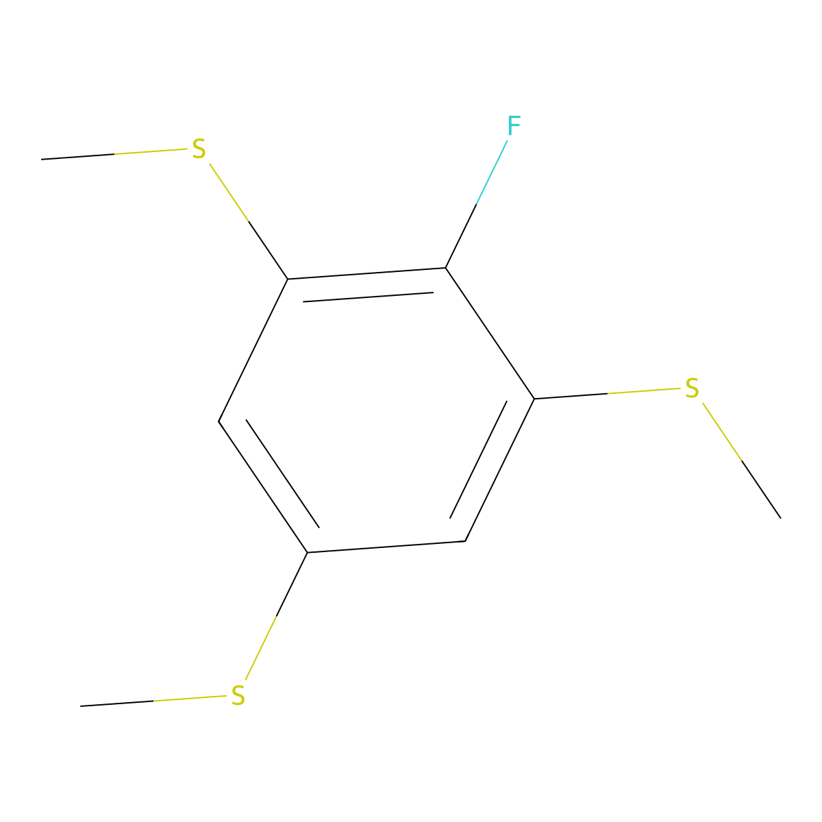 (2-Fluorobenzene-1,3,5-triyl)tris(methylsulfane) molecular structure, CAS 2807464-67-9