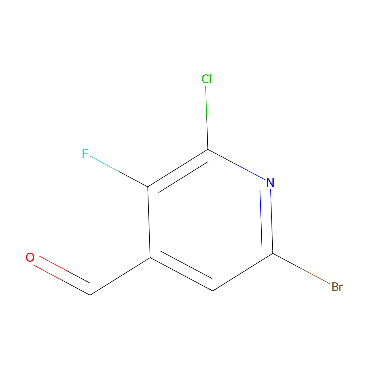 6-Bromo-2-chloro-3-fluoroisonicotinaldehyde molecular structure, CAS 2807464-69-1
