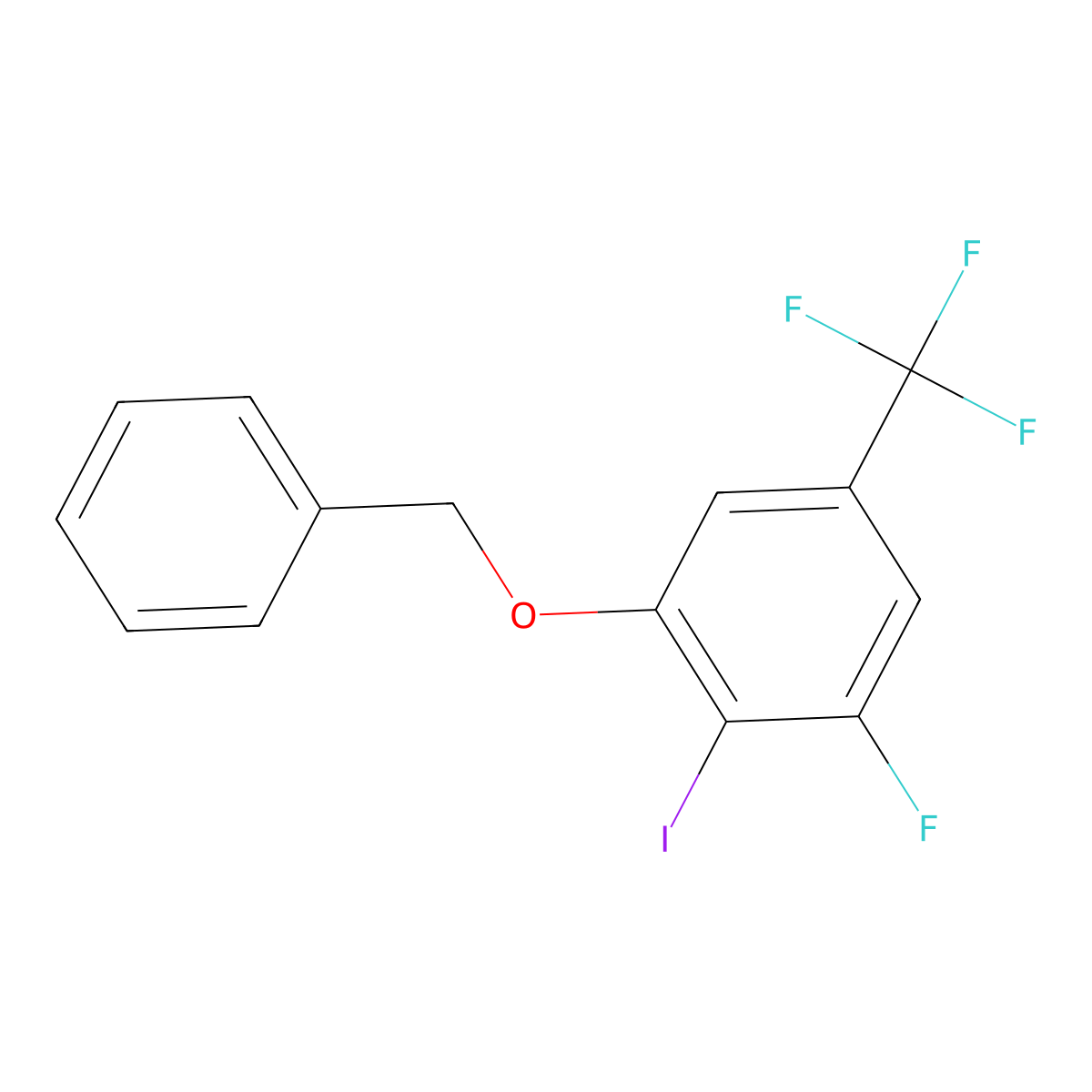 1-(Benzyloxy)-3-fluoro-2-iodo-5-(trifluoromethyl)benzene molecular structure, CAS 2807464-76-0