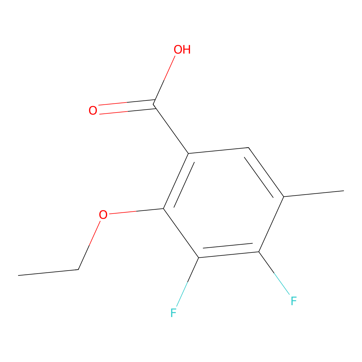 2-Ethoxy-3,4-difluoro-5-methylbenzoic acid molecular structure, CAS 2807464-95-3
