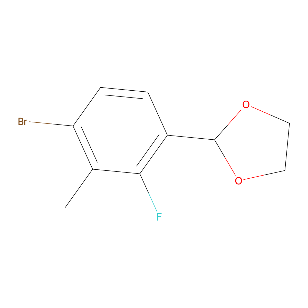 2-(4-Bromo-2-fluoro-3-methylphenyl)-1,3-dioxolane molecular structure, CAS 2807465-10-5