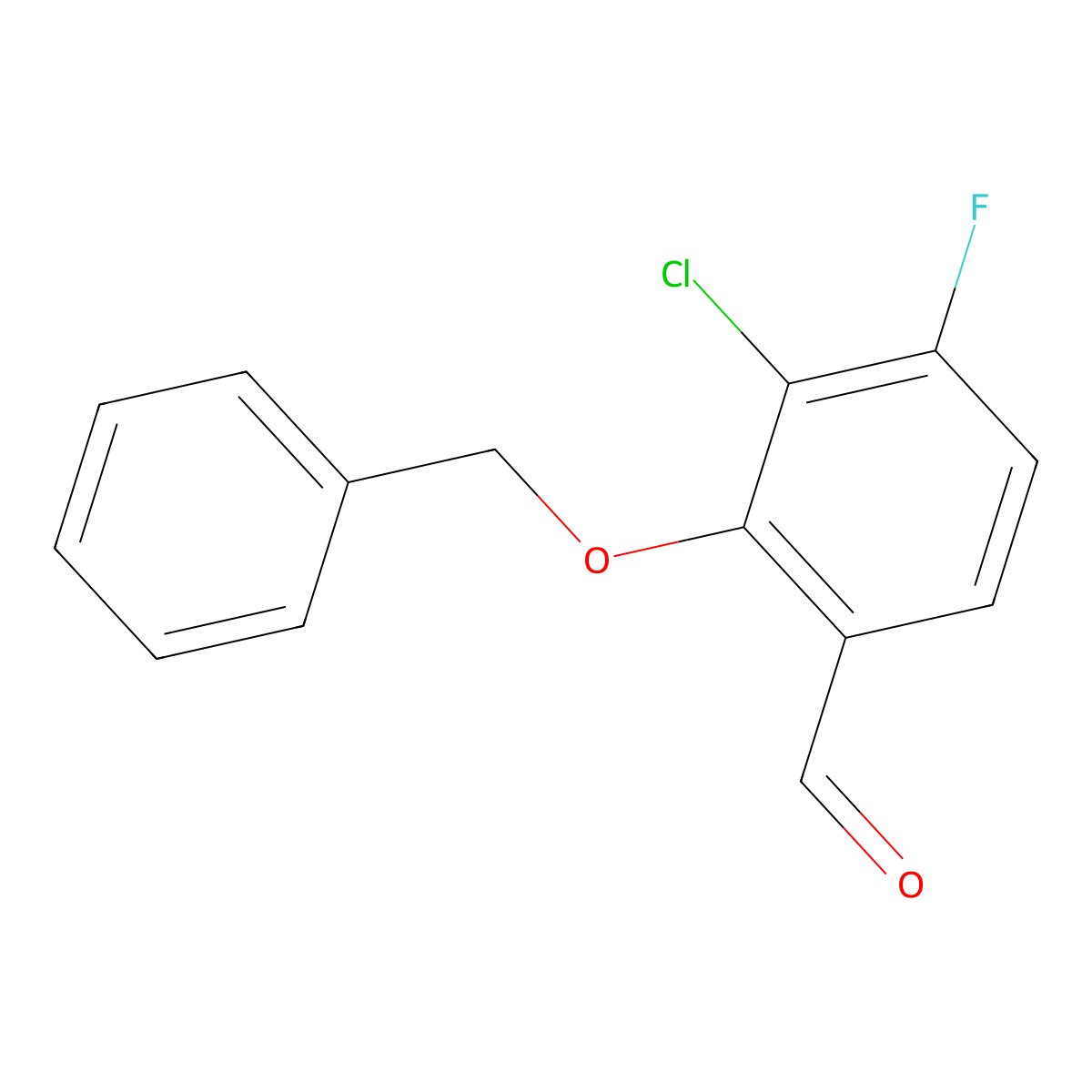 2-(Benzyloxy)-3-chloro-4-fluorobenzaldehyde molecular structure, CAS 2807465-32-1