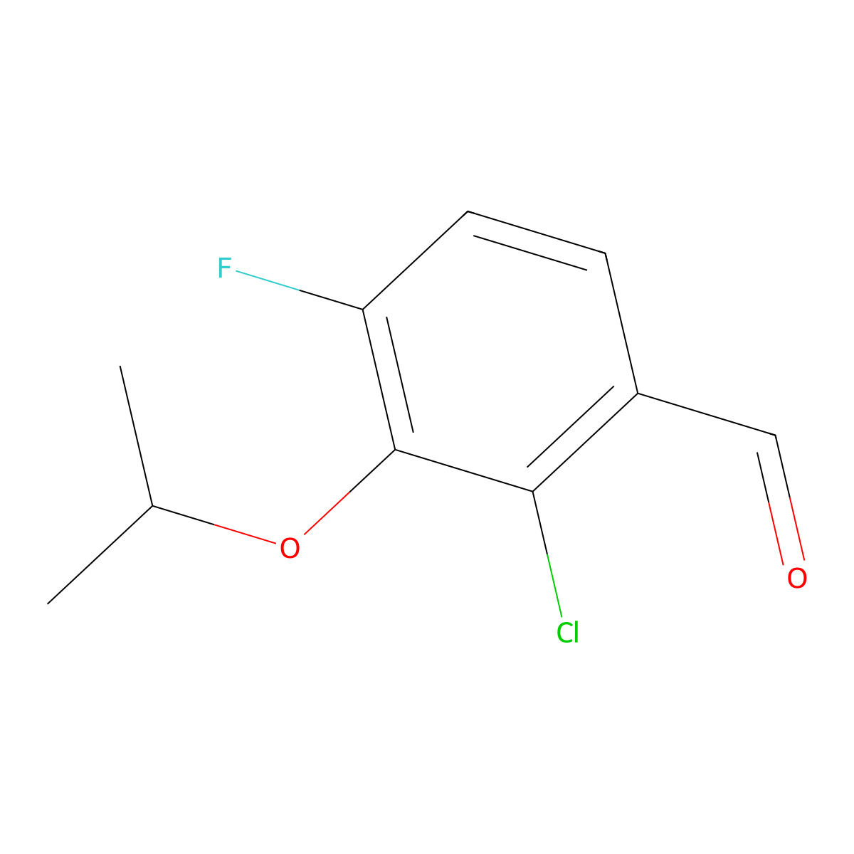 2-Chloro-4-fluoro-3-isopropoxybenzaldehyde molecular structure, CAS 2807465-38-7