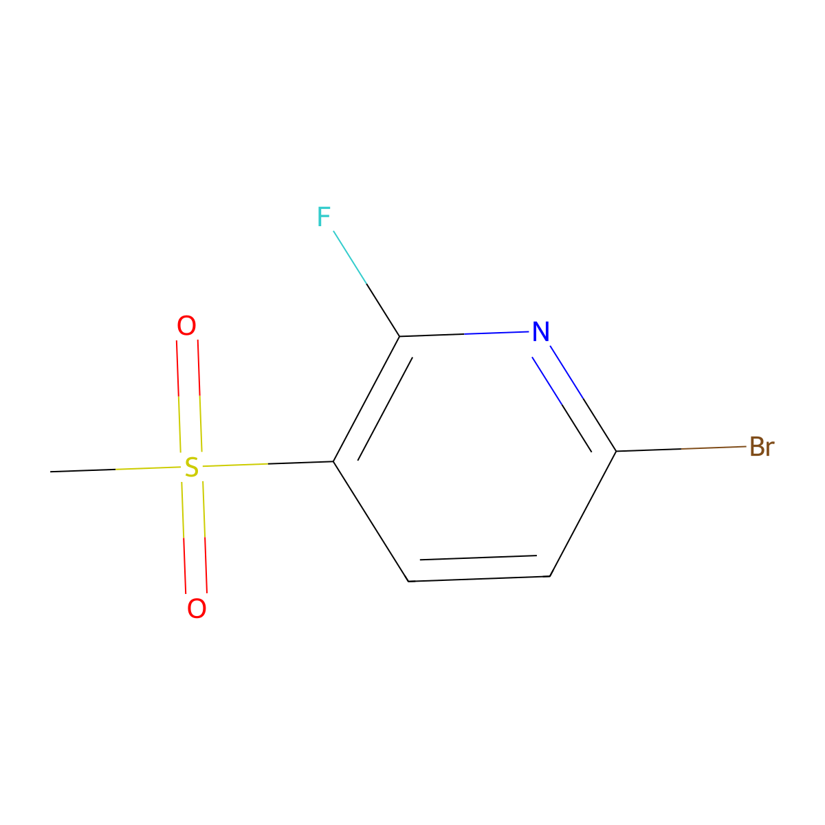 6-Bromo-2-fluoro-3-(methylsulfonyl)pyridine molecular structure, CAS 2807465-42-3