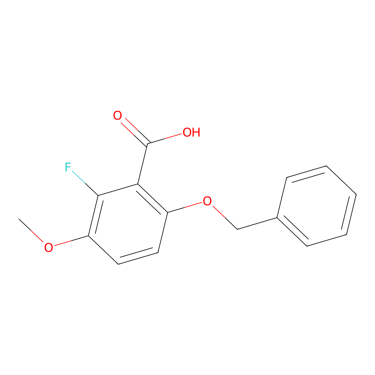 6-(Benzyloxy)-2-fluoro-3-methoxybenzoic acid molecular structure, CAS 2807465-44-5