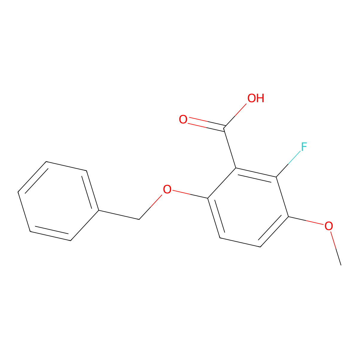 6-(Benzyloxy)-2-fluoro-3-methoxybenzoic acid molecular structure, CAS 2807465-44-5