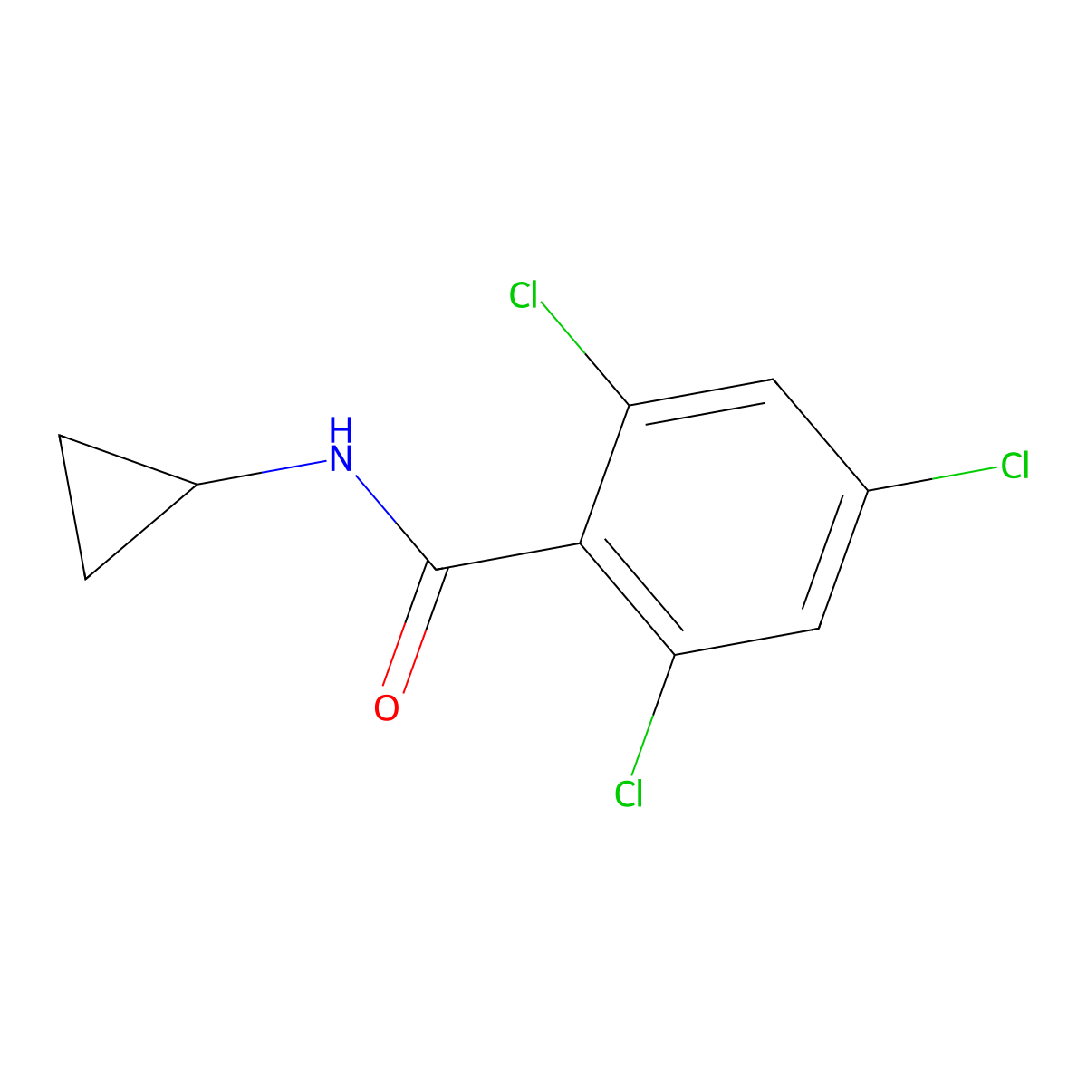 2,4,6-Trichloro-N-cyclopropylbenzamide molecular structure, CAS 2807465-57-0