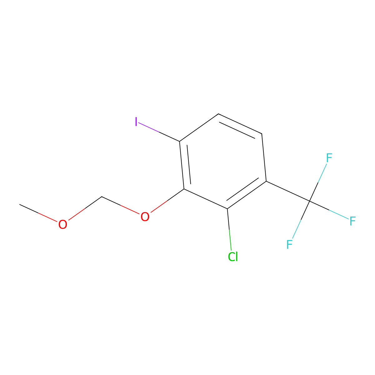 2-Chloro-4-iodo-3-(methoxymethoxy)-1-(trifluoromethyl)benzene molecular structure, CAS 2807465-59-2