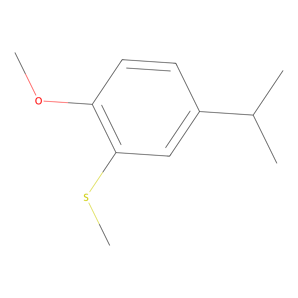 (5-Isopropyl-2-methoxyphenyl)(methyl)sulfane molecular structure, CAS 2807465-67-2