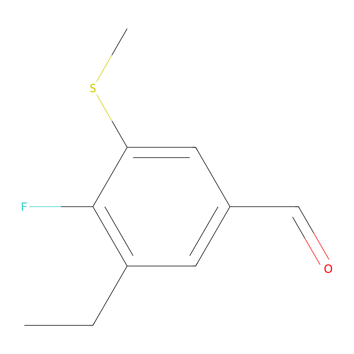 3-Ethyl-4-fluoro-5-(methylthio)benzaldehyde molecular structure, CAS 2807465-75-2