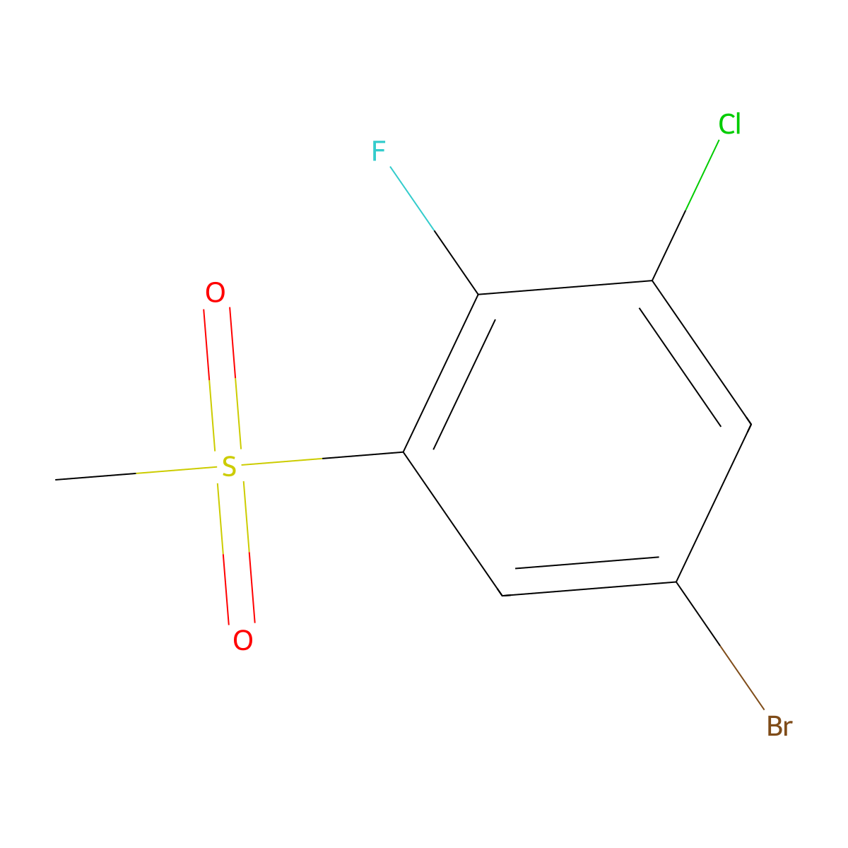 5-Bromo-1-chloro-2-fluoro-3-(methylsulfonyl)benzene molecular structure, CAS 2807465-94-5