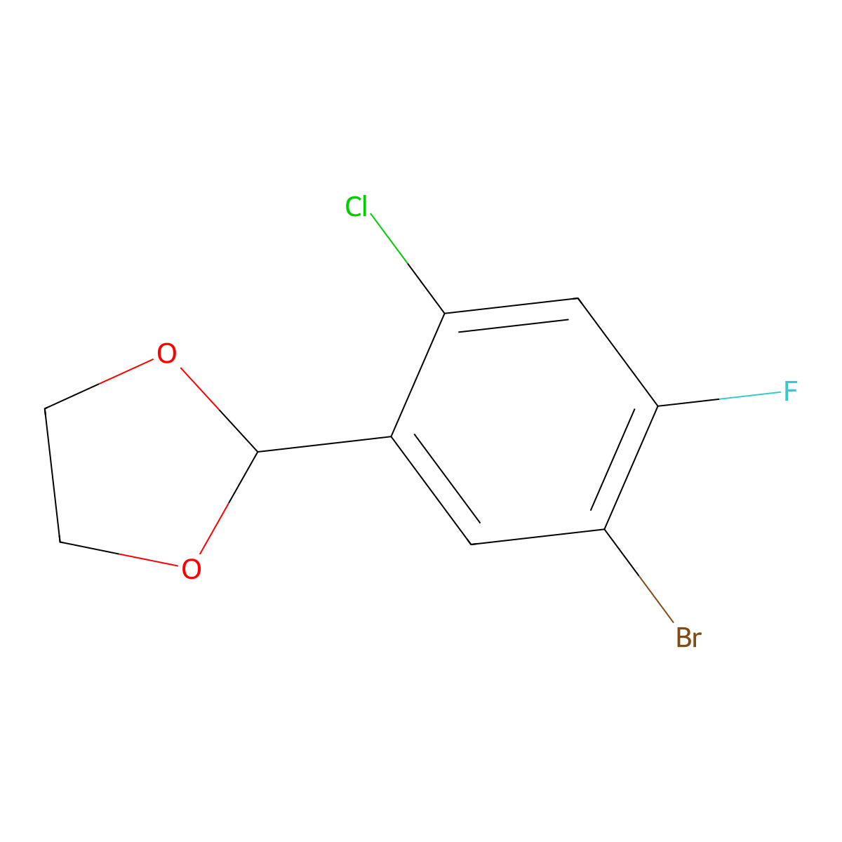 2-(5-Bromo-2-chloro-4-fluorophenyl)-1,3-dioxolane molecular structure, CAS 2807465-96-7
