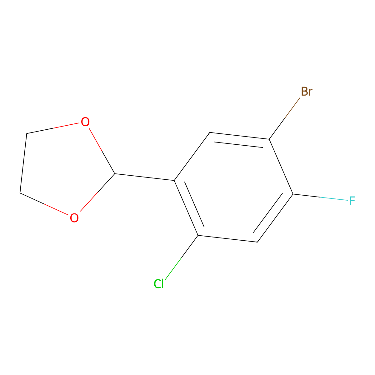 2-(5-Bromo-2-chloro-4-fluorophenyl)-1,3-dioxolane molecular structure, CAS 2807465-96-7