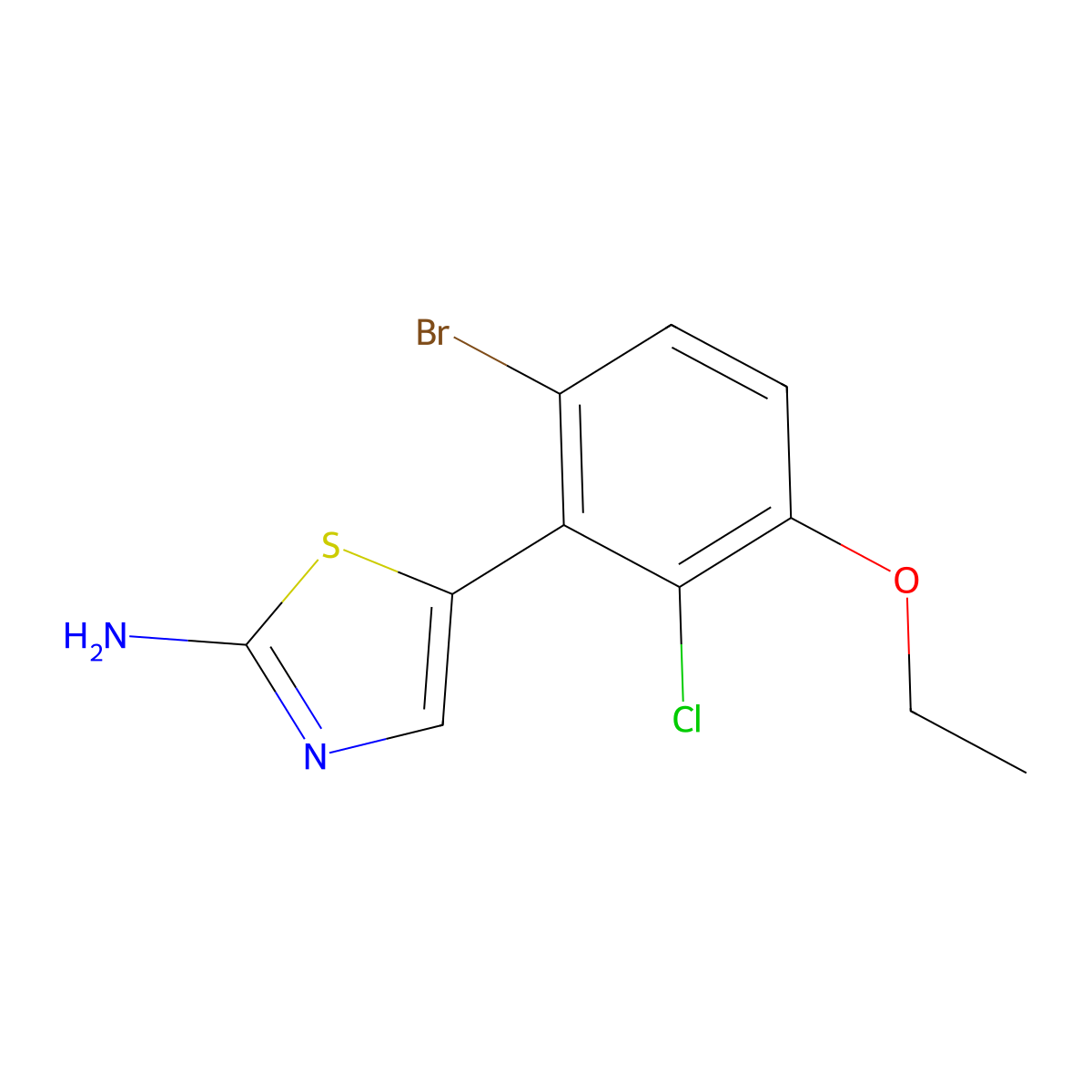 5-(6-Bromo-2-chloro-3-ethoxyphenyl)thiazol-2-amine molecular structure, CAS 2807466-00-6