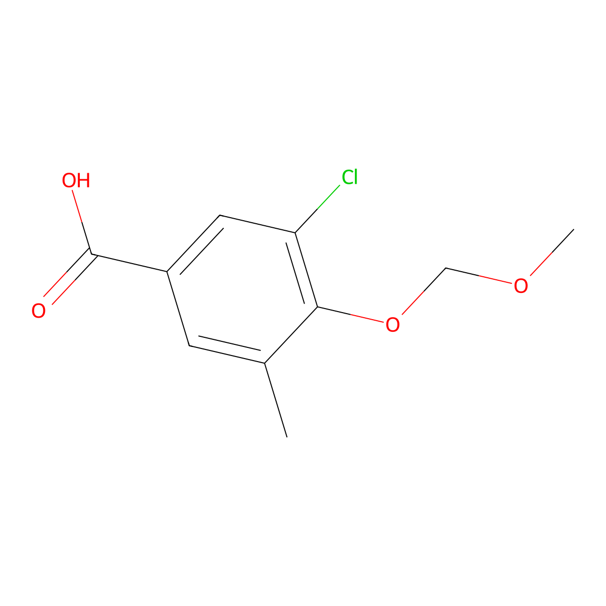 3-Chloro-4-(methoxymethoxy)-5-methylbenzoic acid molecular structure, CAS 2807466-19-7