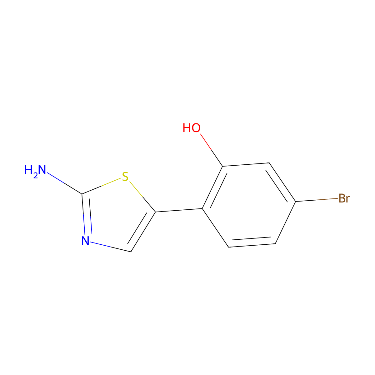 2-(2-Aminothiazol-5-yl)-5-bromophenol molecular structure, CAS 2807466-75-5