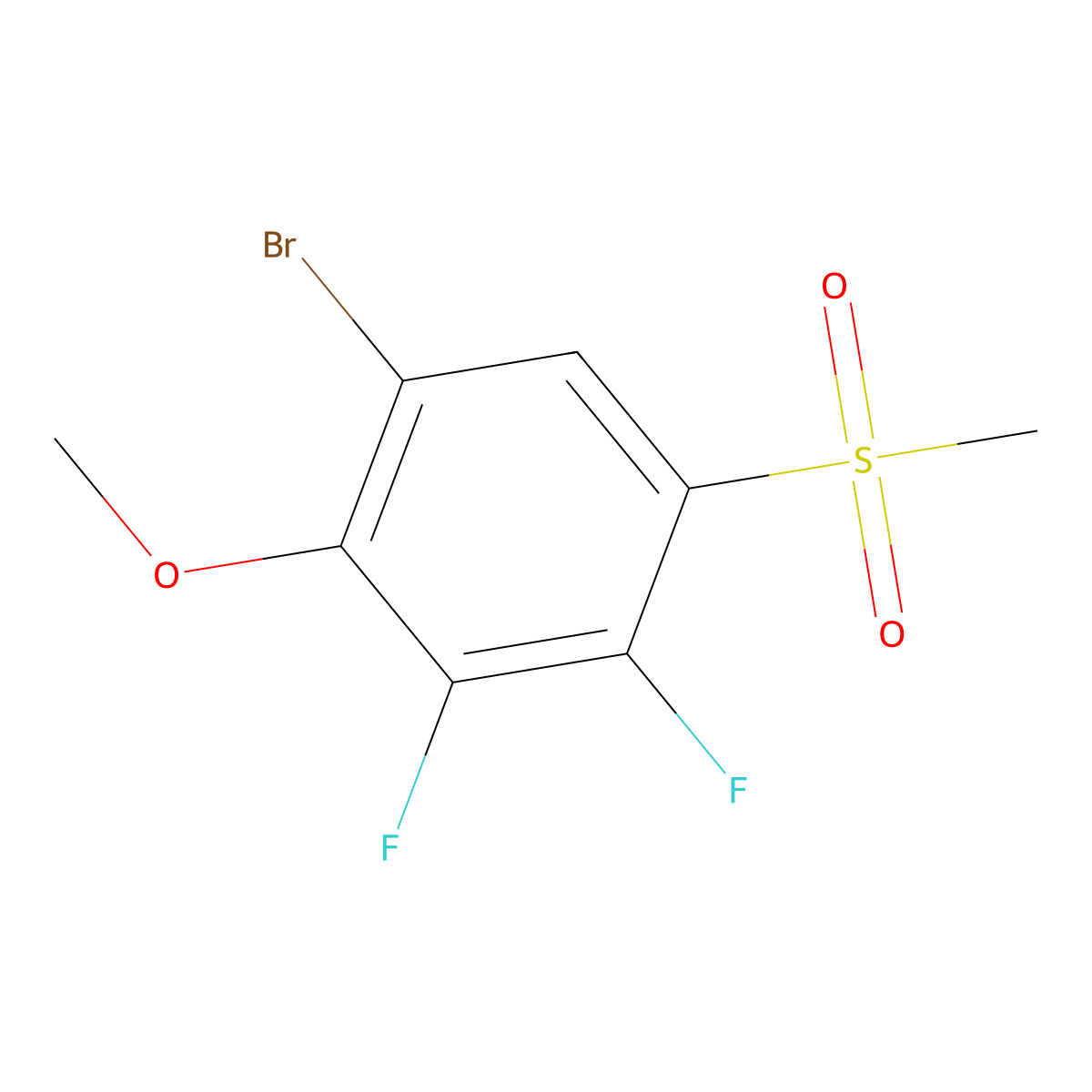 1-Bromo-3,4-difluoro-2-methoxy-5-(methylsulfonyl)benzene molecular structure, CAS 2807466-77-7