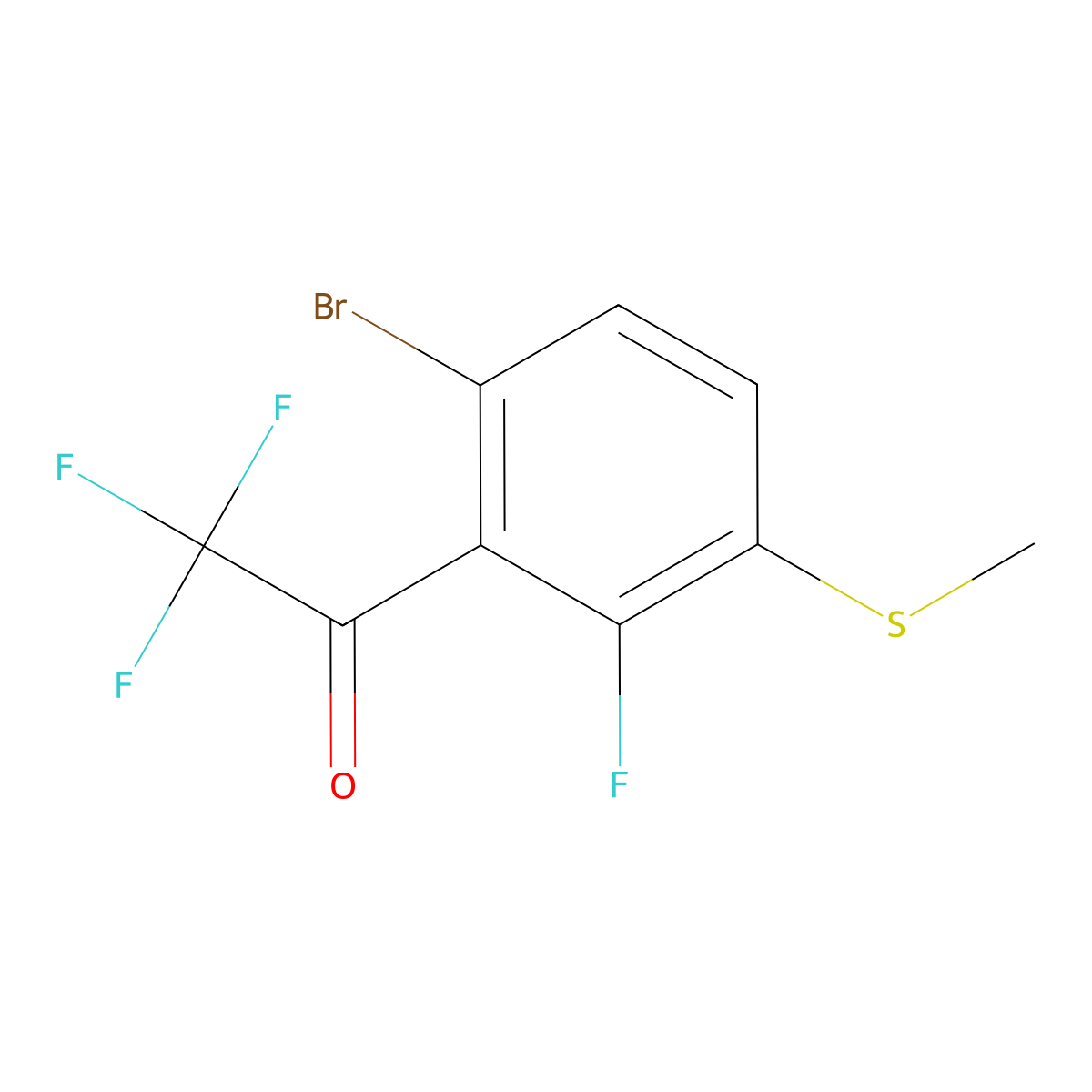 1-(6-Bromo-2-fluoro-3-(methylthio)phenyl)-2,2,2-trifluoroethanone molecular structure, CAS 2807466-78-8