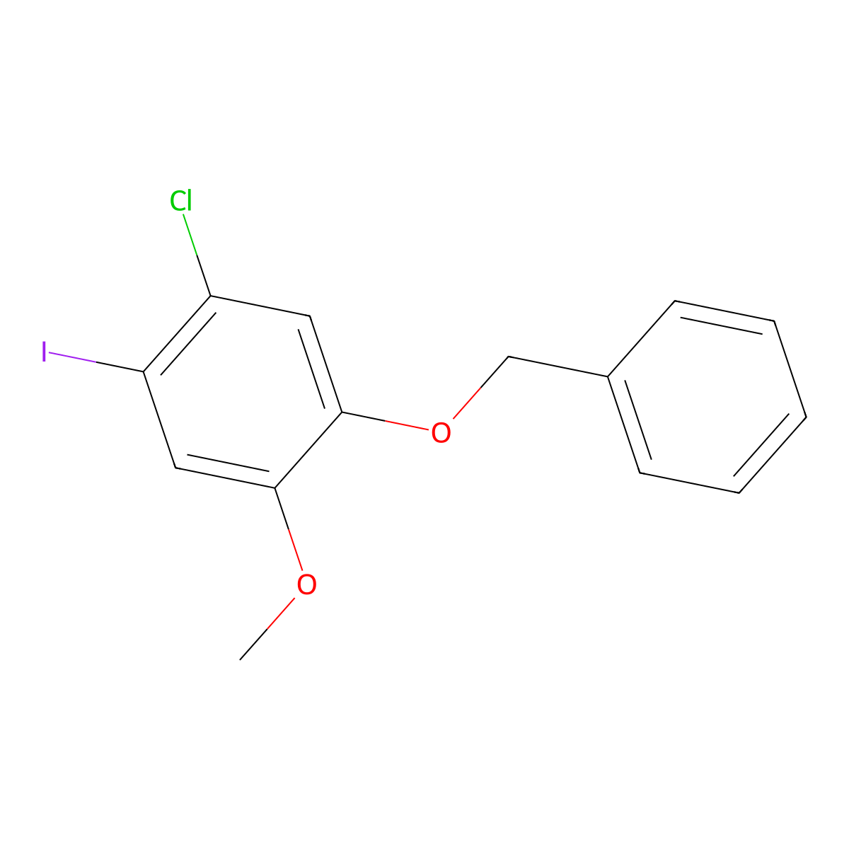 1-(Benzyloxy)-5-chloro-4-iodo-2-methoxybenzene molecular structure, CAS 2807466-85-7