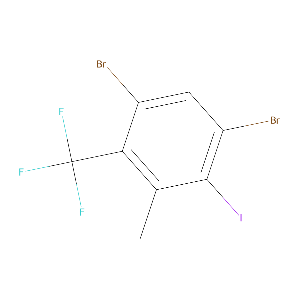 1,5-Dibromo-2-iodo-3-methyl-4-(trifluoromethyl)benzene molecular structure, CAS 2807466-86-8