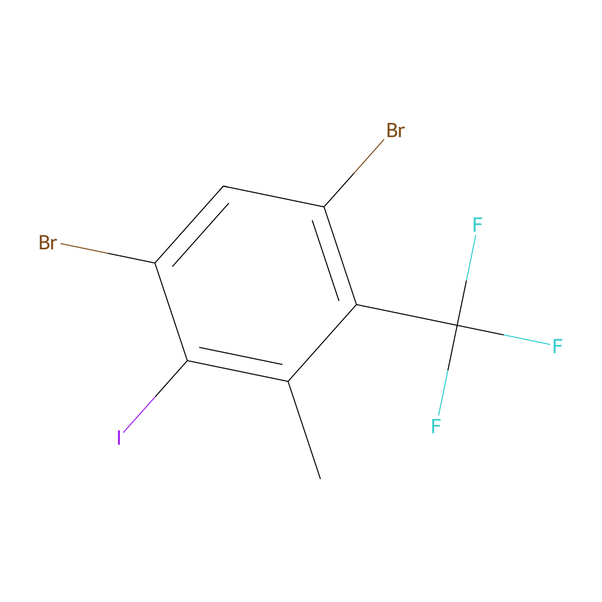 1,5-Dibromo-2-iodo-3-methyl-4-(trifluoromethyl)benzene molecular structure, CAS 2807466-86-8