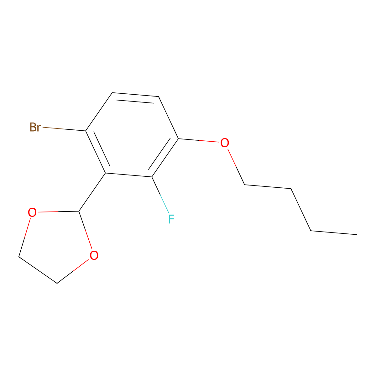 2-(6-Bromo-3-butoxy-2-fluorophenyl)-1,3-dioxolane molecular structure, CAS 2807466-87-9