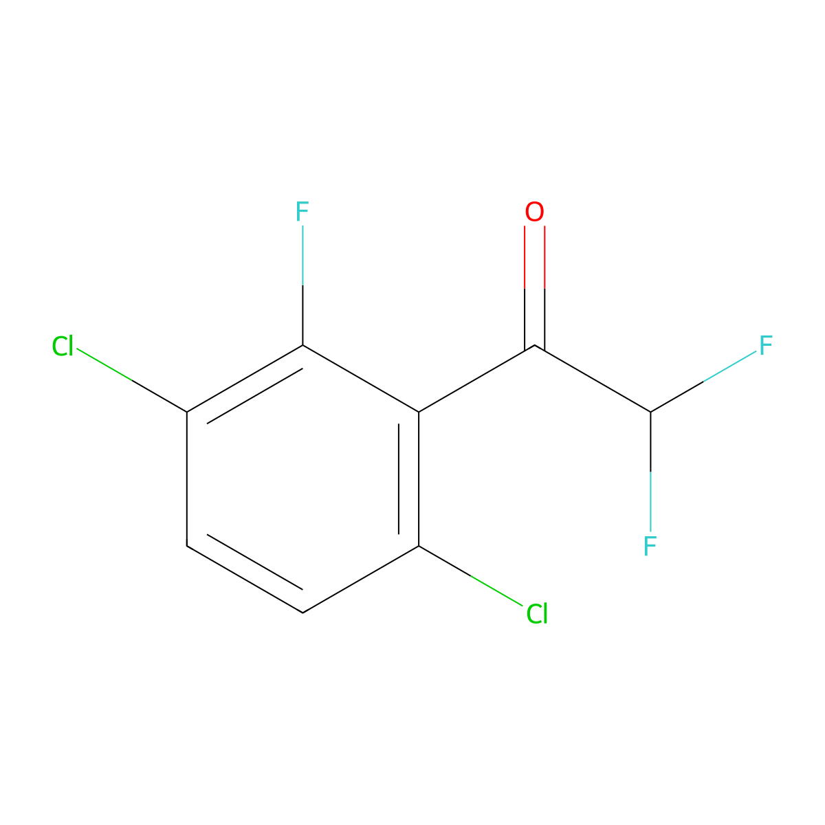 1-(3,6-Dichloro-2-fluorophenyl)-2,2-difluoroethanone molecular structure, CAS 2807466-96-0