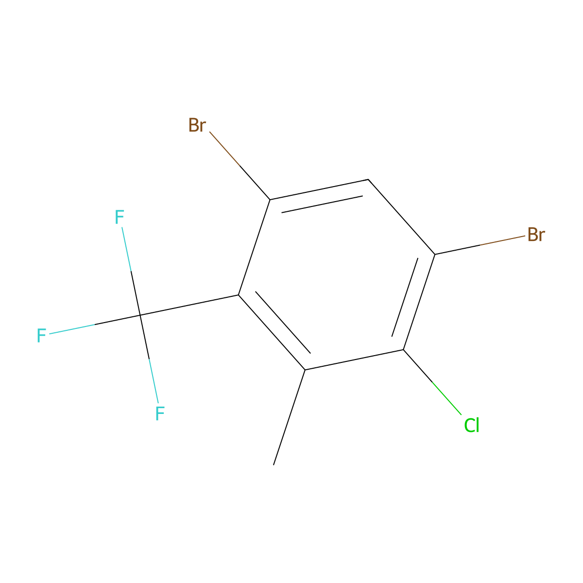 1,5-Dibromo-2-chloro-3-methyl-4-(trifluoromethyl)benzene molecular structure, CAS 2807467-02-1