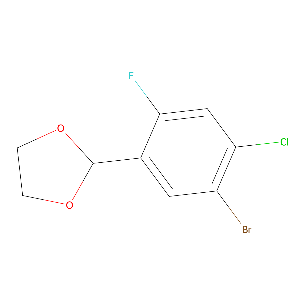 2-(5-Bromo-4-chloro-2-fluorophenyl)-1,3-dioxolane molecular structure, CAS 2807467-03-2