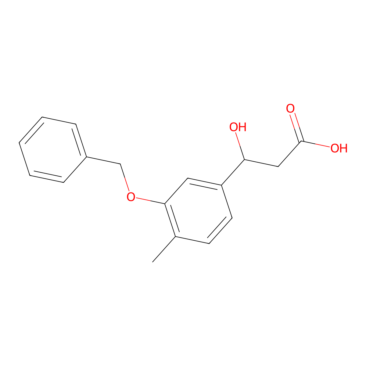3-(3-(Benzyloxy)-4-methylphenyl)-3-hydroxypropanoic acid molecular structure, CAS 2807467-04-3