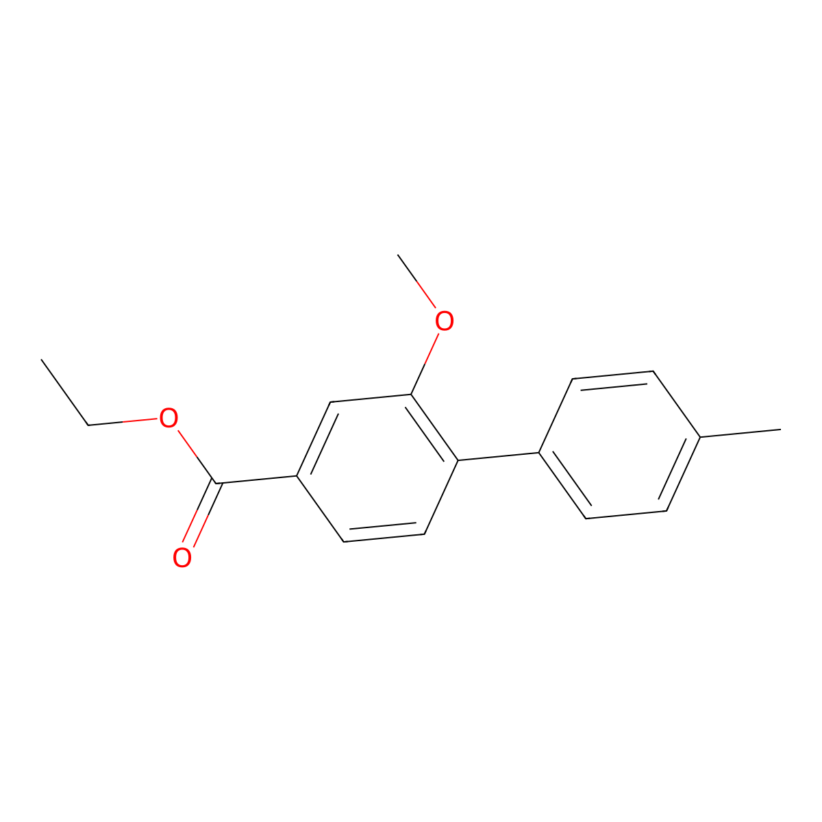 Ethyl 2-methoxy-4'-methyl-[1,1'-biphenyl]-4-carboxylate molecular structure, CAS 2807467-07-6
