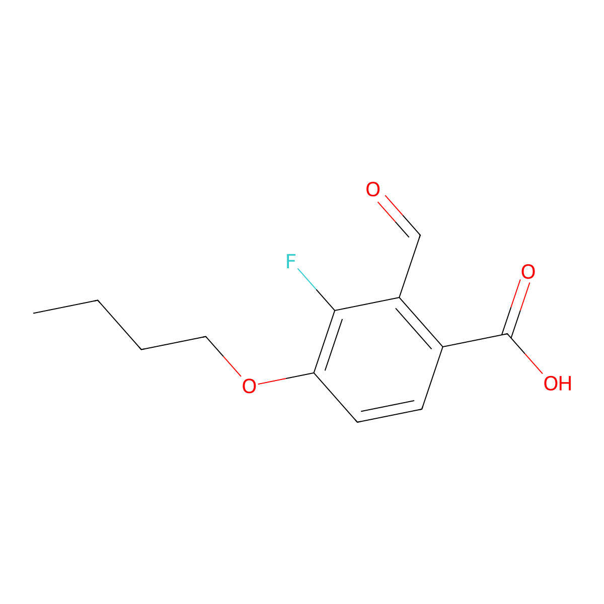 4-Butoxy-3-fluoro-2-formylbenzoic acid molecular structure, CAS 2807467-17-8