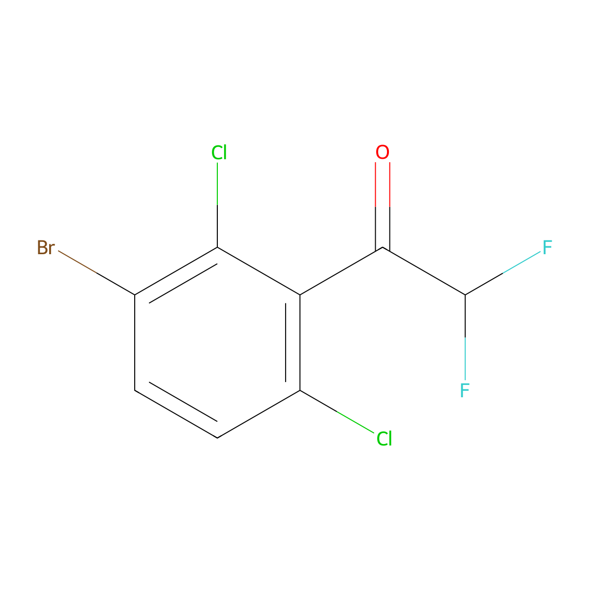 1-(3-Bromo-2,6-dichlorophenyl)-2,2-difluoroethanone molecular structure, CAS 2807467-58-7