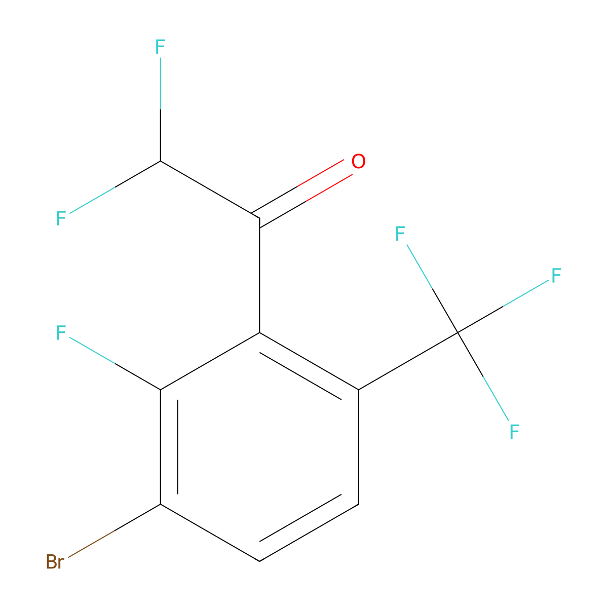 1-(3-Bromo-2-fluoro-6-(trifluoromethyl)phenyl)-2,2-difluoroethanone molecular structure, CAS 2807467-61-2
