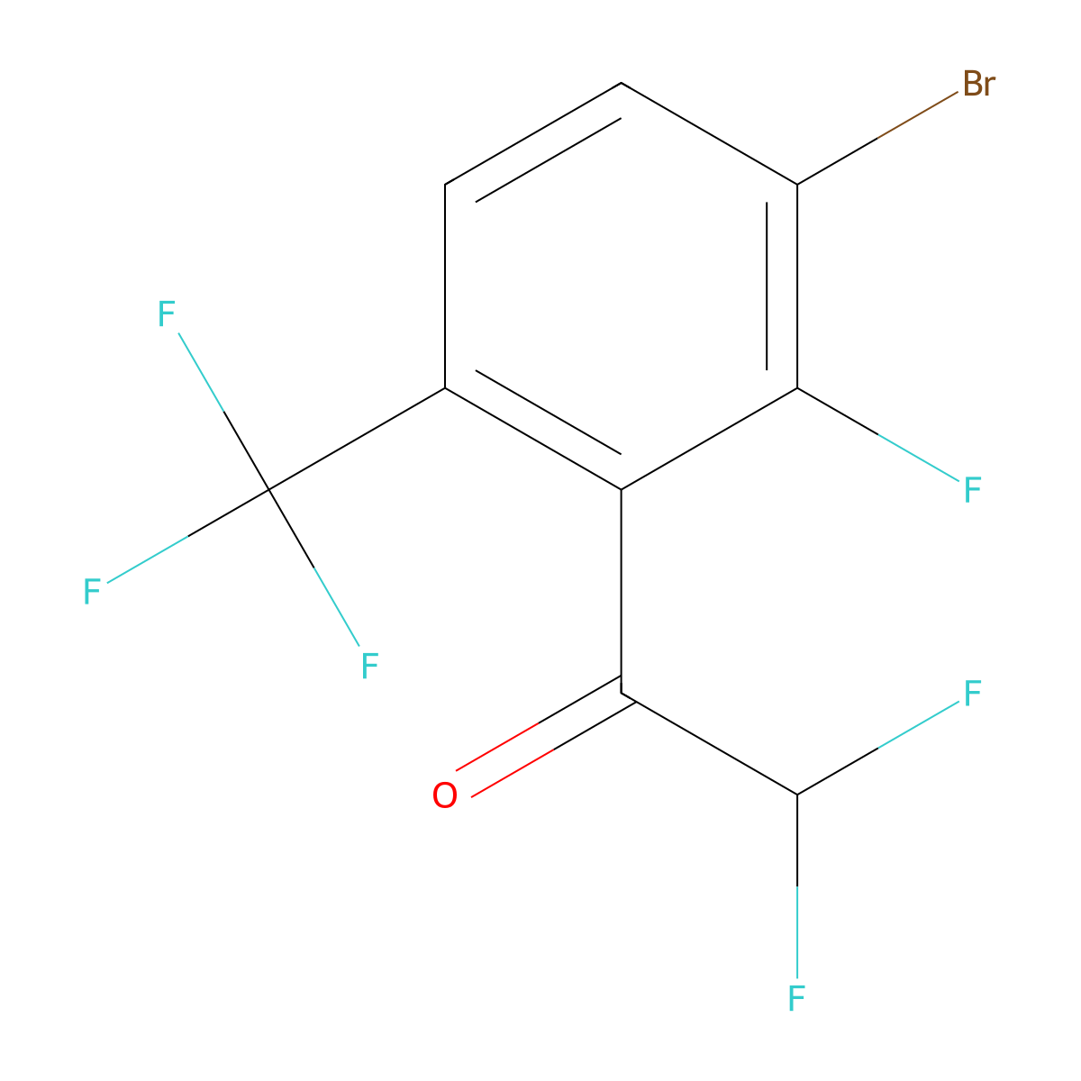 1-(3-Bromo-2-fluoro-6-(trifluoromethyl)phenyl)-2,2-difluoroethanone molecular structure, CAS 2807467-61-2