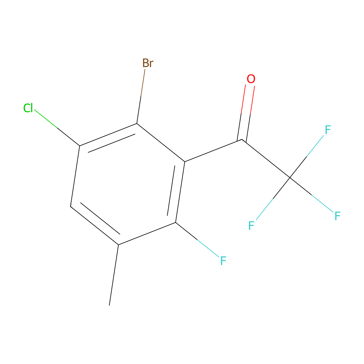 1-(2-Bromo-3-chloro-6-fluoro-5-methylphenyl)-2,2,2-trifluoroethanone molecular structure, CAS 2807467-88-3