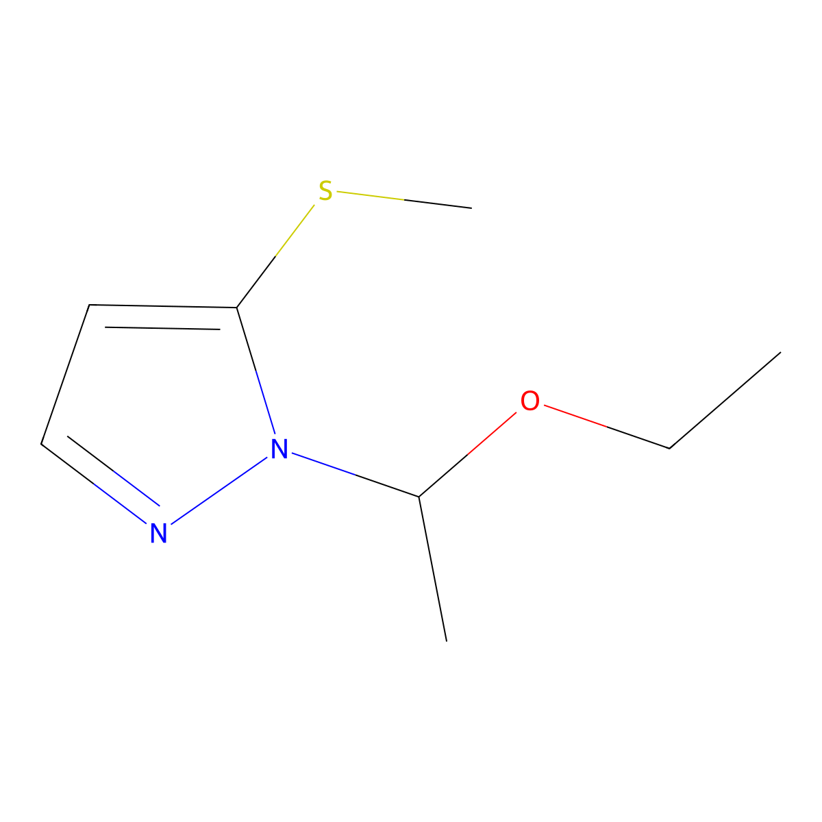 1-(1-Ethoxyethyl)-5-(methylthio)-1H-pyrazole molecular structure, CAS 2807467-94-1