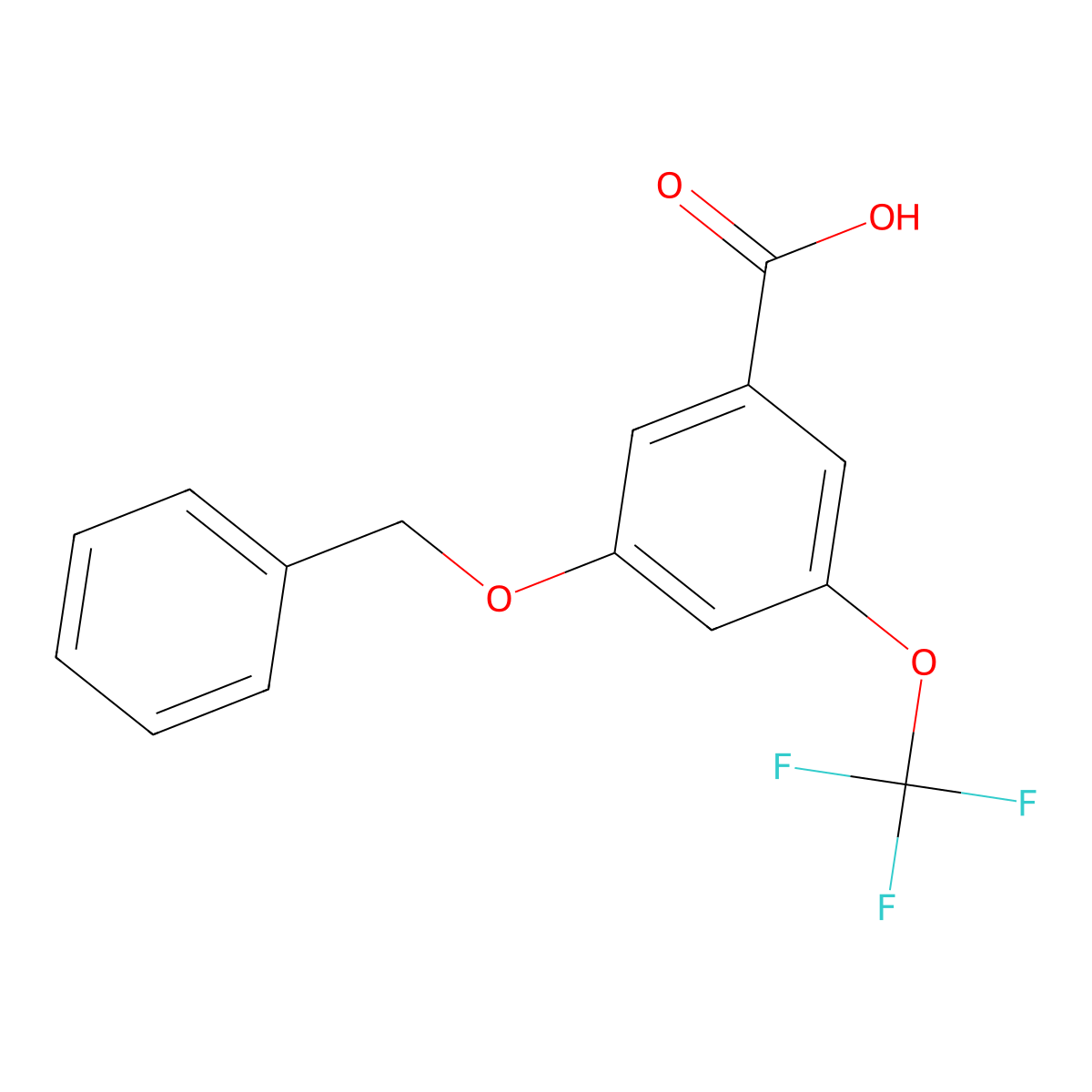 3-(Benzyloxy)-5-(trifluoromethoxy)benzoic acid molecular structure, CAS 2807467-98-5