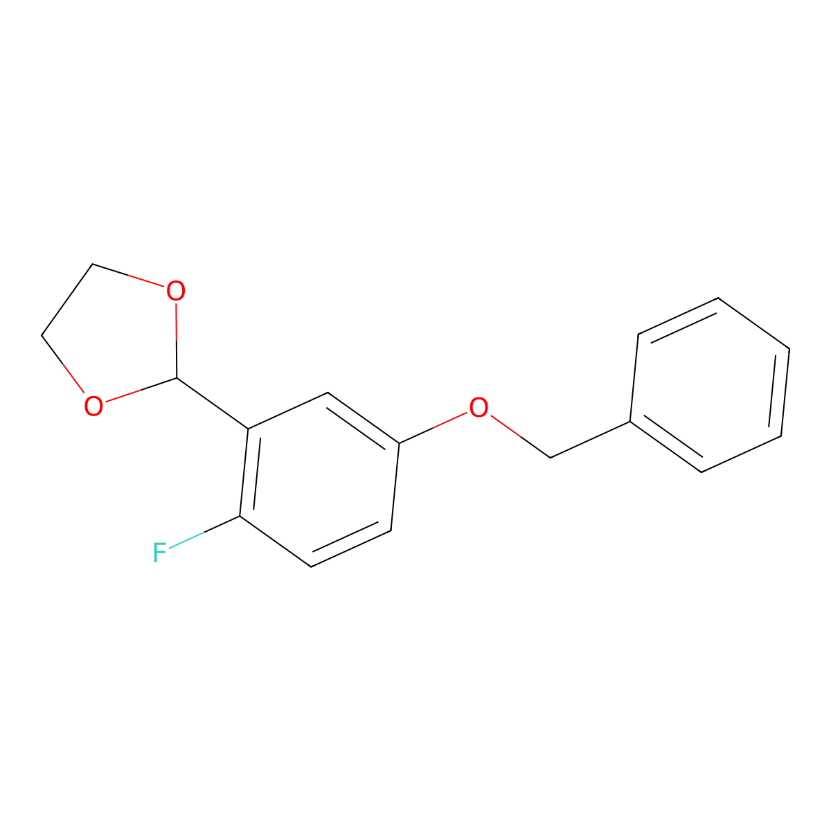 2-(5-(Benzyloxy)-2-fluorophenyl)-1,3-dioxolane molecular structure, CAS 2807468-10-4