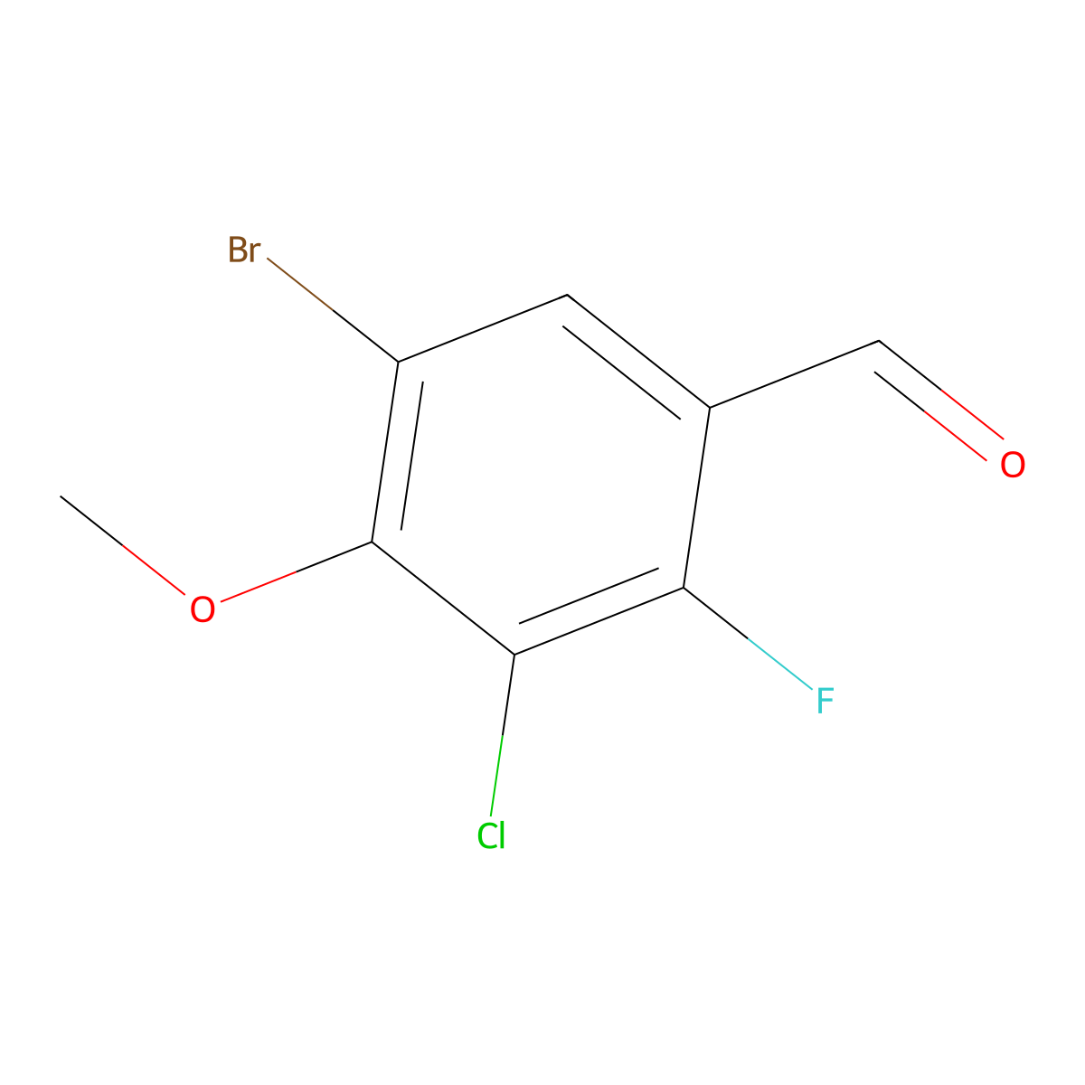 5-Bromo-3-chloro-2-fluoro-4-methoxybenzaldehyde molecular structure, CAS 2807469-38-9