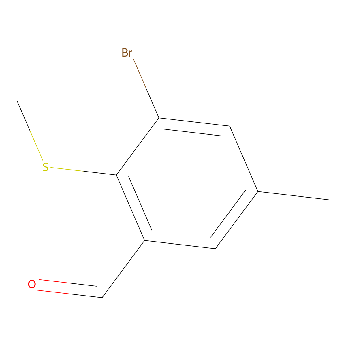 3-Bromo-5-methyl-2-(methylthio)benzaldehyde molecular structure, CAS 2807469-52-7