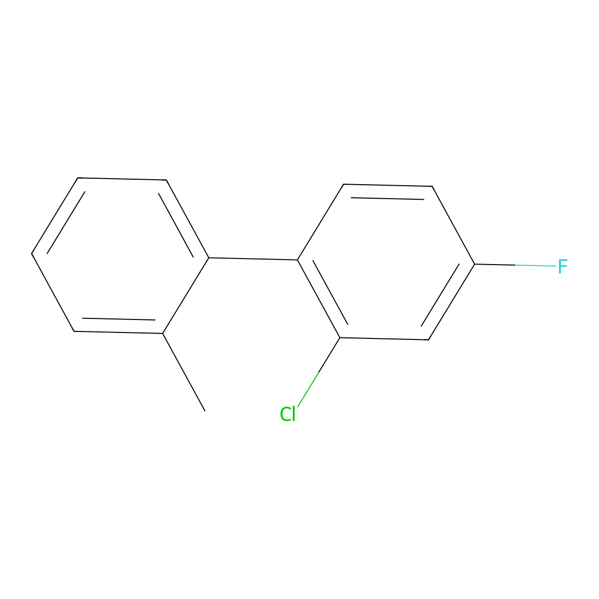 2-Chloro-4-fluoro-2'-methyl-1,1'-biphenyl molecular structure, CAS 2807469-77-6