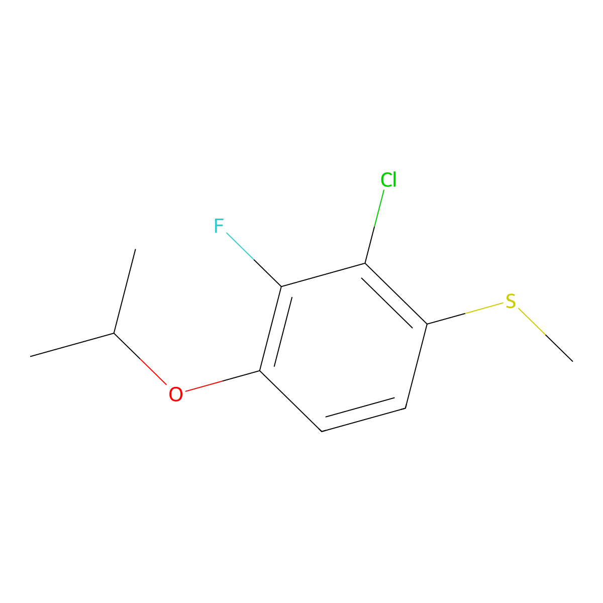 (2-Chloro-3-fluoro-4-isopropoxyphenyl)(methyl)sulfane molecular structure, CAS 2807469-86-7