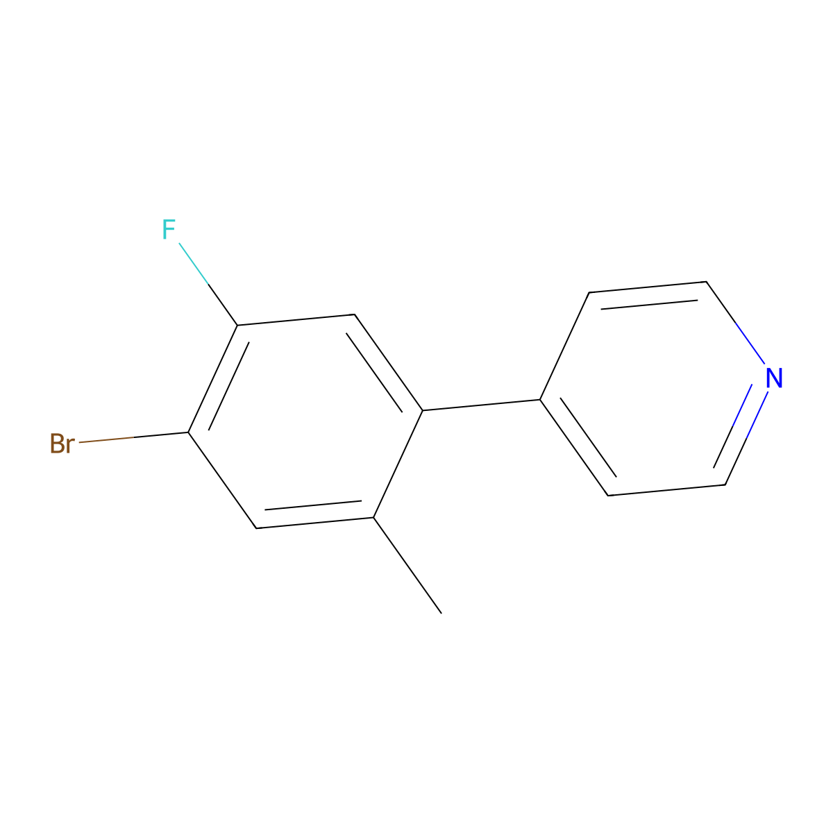 4-(4-Bromo-5-fluoro-2-methylphenyl)pyridine molecular structure, CAS 2807469-94-7