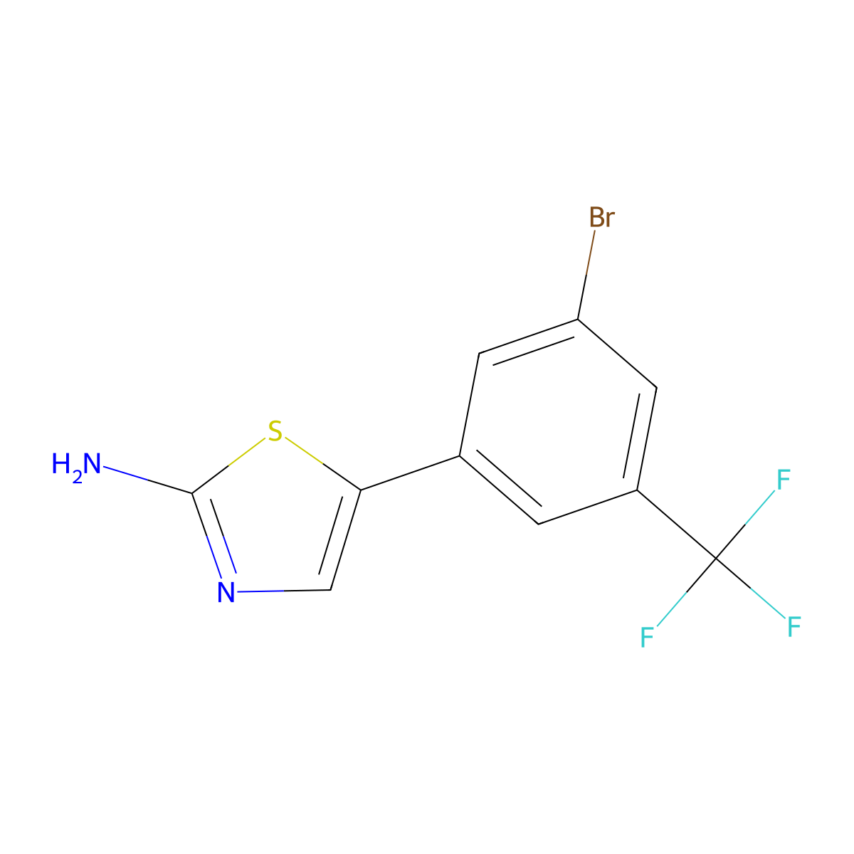 5-(3-Bromo-5-(trifluoromethyl)phenyl)thiazol-2-amine molecular structure, CAS 2807469-97-0