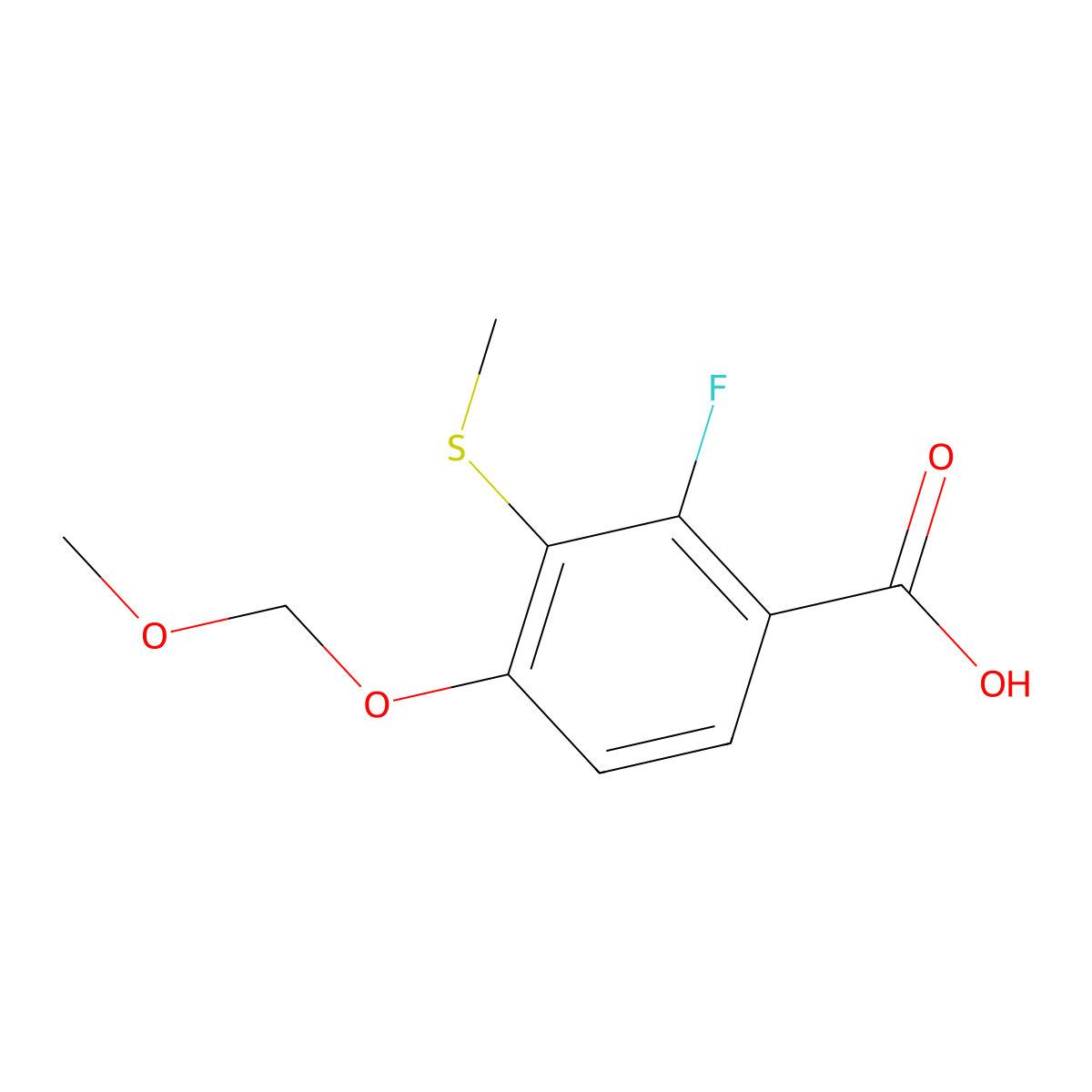 2-Fluoro-4-(methoxymethoxy)-3-(methylthio)benzoic acid molecular structure, CAS 2807470-11-5
