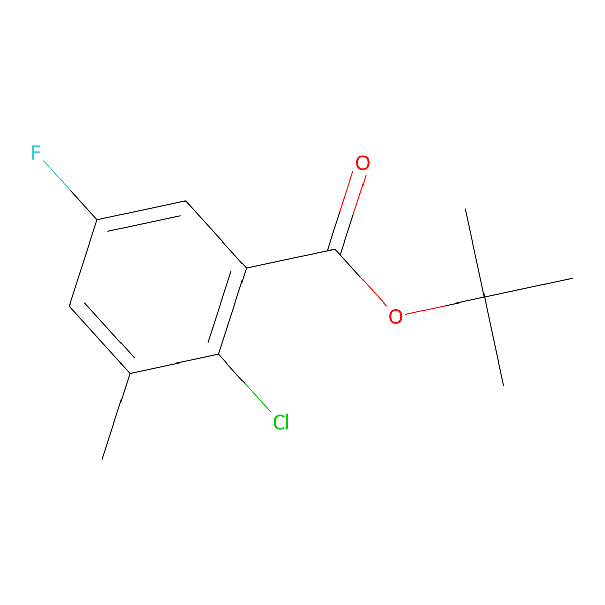 Tert-butyl 2-chloro-5-fluoro-3-methylbenzoate molecular structure, CAS 2807470-18-2